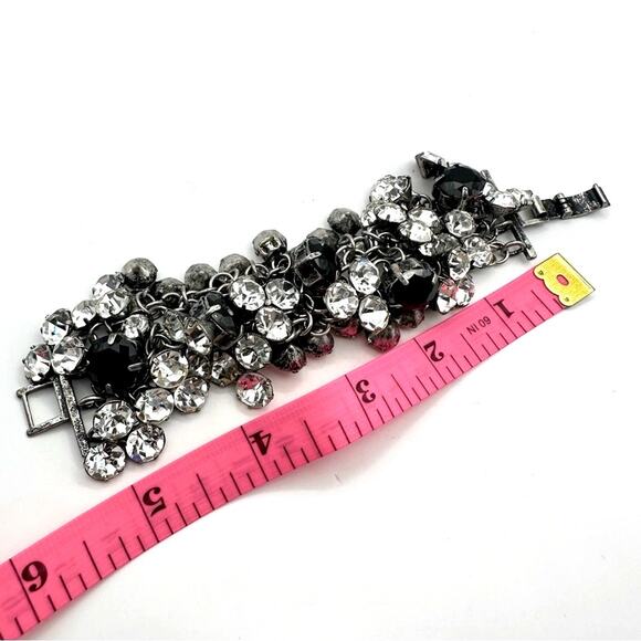 J Crew Rhinestone Crystal Bracelet Chunky Statement Resort Jewelry - Picture 4 of 12